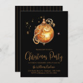 Weihnachts-Party Gold Black Holiday Bulle Einladung (Vorne/Hinten)