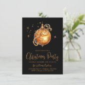 Weihnachts-Party Gold Black Holiday Bulle Einladung (Stehend Vorderseite)