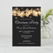 Weihnachts-Party Gold Bokeh Lights Einladung (Stehend Vorderseite)