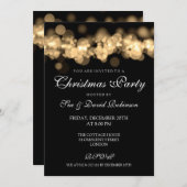 Weihnachts-Party Gold Bokeh Lights Einladung (Vorne/Hinten)