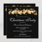 Weihnachts-Party Gold Bokeh Lights Einladung (Vorne/Hinten)