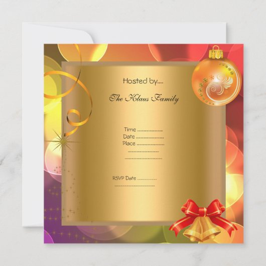 Weihnachts-Party Gold Gelb Grün Weihnachten Weihna Einladung (Rückseite)