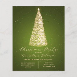 Weihnachts-Party Gold Grüne Bäume Sparkle Einladun Flyer