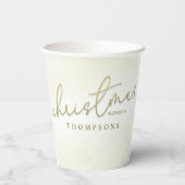 Weihnachts-Party Gold-Kalligrafie Pappbecher (Rückseite)