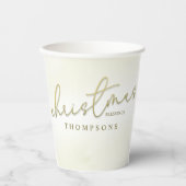 Weihnachts-Party Gold-Kalligrafie Pappbecher (Vorderseite)