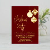 Weihnachts-Party Gold Red Foil Einladung (Stehend vorne)