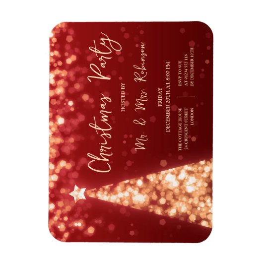 Weihnachts Party Gold Roter Tree Lichter Magnet (Vertikal)