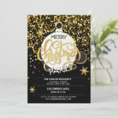 Weihnachts-Party Gold Sparkle Punkte Einladungen (Stehend Vorderseite)