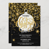 Weihnachts-Party Gold Sparkle Punkte Einladungen (Vorne/Hinten)