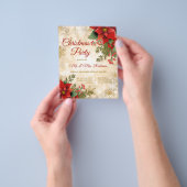 Weihnachts-Party Gold Sparkle Rote Poinsettia Flyer (Gruppe)