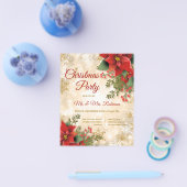 Weihnachts-Party Gold Sparkle Rote Poinsettia Flyer (Einzeln)