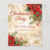 Weihnachts-Party Gold Sparkle Rote Poinsettia Flyer (Vorne)