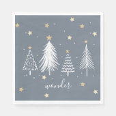 Weihnachts Party Gold Stars Blue Serviette (Vorderseite)