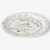 Weihnachts-Party Gold Weißer Sparkor Pappteller (Schrägansicht)
