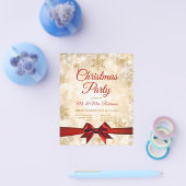 Weihnachts-Party Gold Winter Sparkone Rote Schleif Flyer (Einzeln)