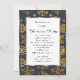 Weihnachts-Party Golden Color Black Einladung