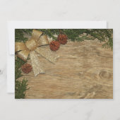 Weihnachts-Party Golden Green Blätter Rot Rustikal Einladung (Rückseite)