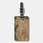 Weihnachts-Party Golden Green Blätter Rot Rustikal Gepäckanhänger (Vorderseite vertikal)