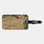 Weihnachts-Party Golden Green Blätter Rot Rustikal Gepäckanhänger (Rückseite horizontal)