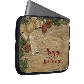 Weihnachts-Party Golden Green Blätter Rot Rustikal Laptopschutzhülle (Vorne Rechts)