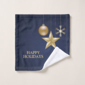 Weihnachts-Party Golden Ornament Navy Badhandtuch Set (Waschlappen)
