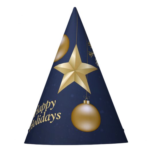 Weihnachts-Party Golden Ornament Navy Partyhütchen (Vorderseite)