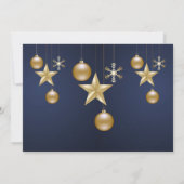 Weihnachts-Party Golden Ornaments Navy Einladung (Rückseite)