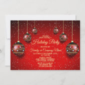 Weihnachts-Party Golden Red Winter Holidays Einladung (Vorderseite)