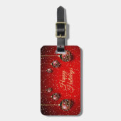 Weihnachts-Party Golden Red Winter Holidays Gepäckanhänger (Vorderseite vertikal)