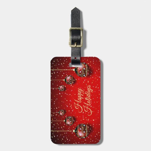 Weihnachts-Party Golden Red Winter Holidays Gepäckanhänger (Vorderseite vertikal)
