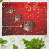 Weihnachts-Party Golden Red Winter Holidays Geschirrtuch (Gefaltet)