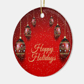 Weihnachts-Party Golden Red Winter Holidays Keramik Ornament (Links)