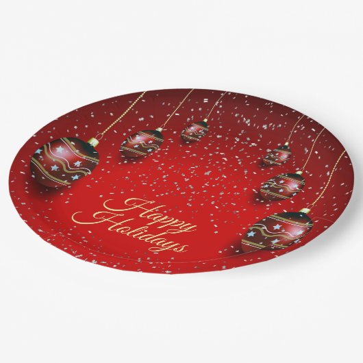 Weihnachts-Party Golden Red Winter Holidays Pappteller (Schrägansicht)