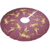 Weihnachts-Party Golden Rentiers Rosa Elegante Polyester Weihnachtsbaumdecke (Schrägansicht)