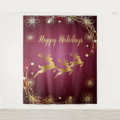 Weihnachts-Party Golden Rentiers Rosa Elegante Wandteppich (Vorderseite)