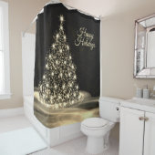 Weihnachts-Party Golden Shiny Tree Winter Schwarz Duschvorhang (Beispiel)