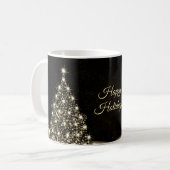 Weihnachts-Party Golden Shiny Tree Winter Schwarz Kaffeetasse (Vorderseite Links)