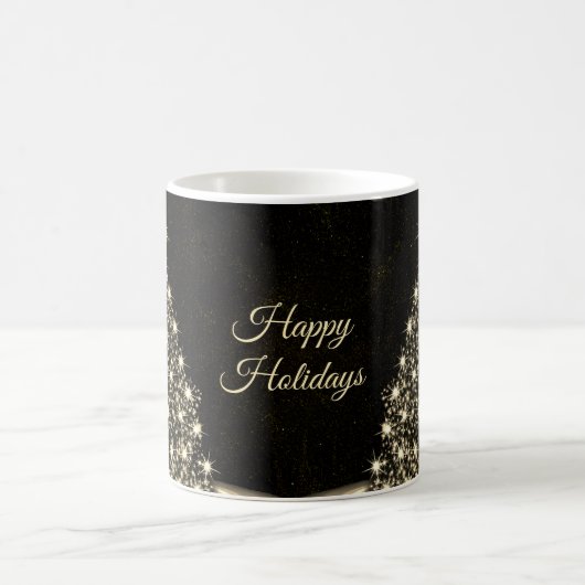 Weihnachts-Party Golden Shiny Tree Winter Schwarz Kaffeetasse (Mittel)