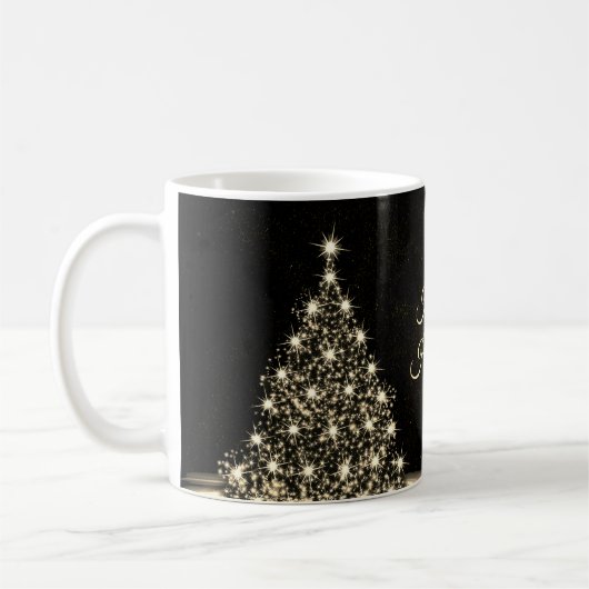 Weihnachts-Party Golden Shiny Tree Winter Schwarz Kaffeetasse (Links)