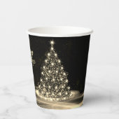 Weihnachts-Party Golden Shiny Tree Winter Schwarz Pappbecher (Rückseite)