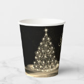 Weihnachts-Party Golden Shiny Tree Winter Schwarz Pappbecher (Vorderseite)