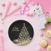 Weihnachts-Party Golden Shiny Tree Winter Schwarz Pappteller (Party)