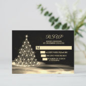 Weihnachts-Party Golden Shiny Tree Winter Schwarz RSVP Karte (Stehend Vorderseite)