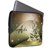 Weihnachts-Party Golden Tree Monogram Sparkle Star Laptopschutzhülle (Vorne Rechts)