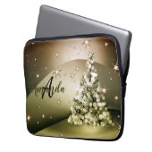 Weihnachts-Party Golden Tree Monogram Sparkle Star Laptopschutzhülle (Vorderseite Links)