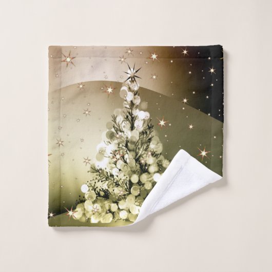 Weihnachts-Party Golden Tree Shiny Sparkle Badhandtuch Set (Waschlappen)