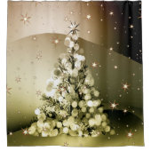 Weihnachts-Party Golden Tree Shiny Sparkle Duschvorhang (Vorderseite)