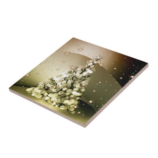 Weihnachts-Party Golden Tree Shiny Sparkle Fliese (Seite)