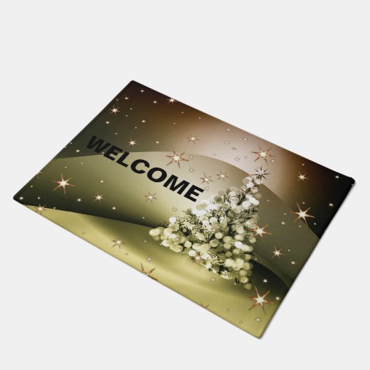 Weihnachts-Party Golden Tree Shiny Sparkle Fußmatte (Schrägansicht)
