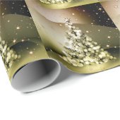 Weihnachts-Party Golden Tree Shiny Sparkle Geschenkpapier (Rolleneckpunkt)